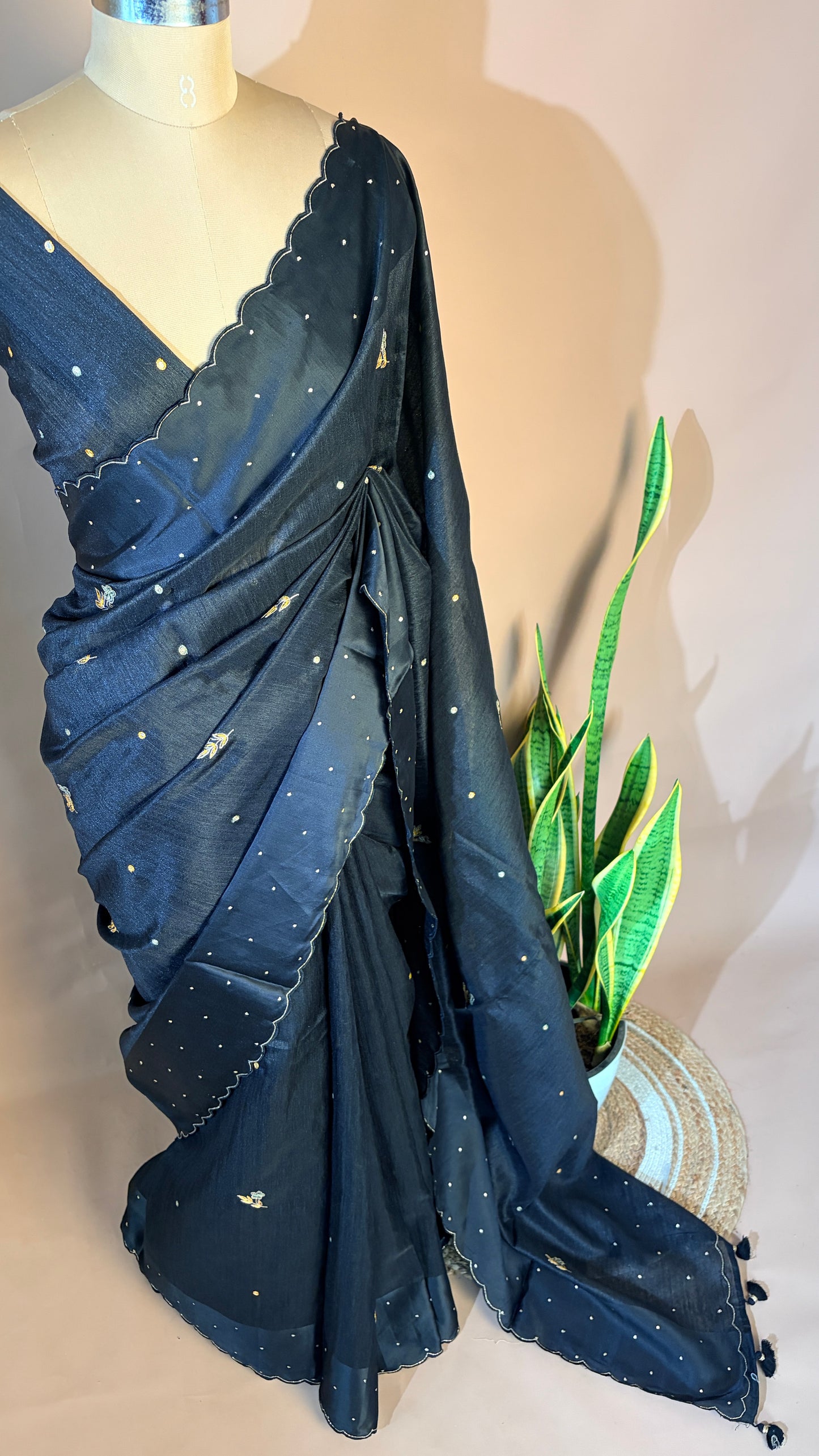 Semi Mukta saree (kl0019) black