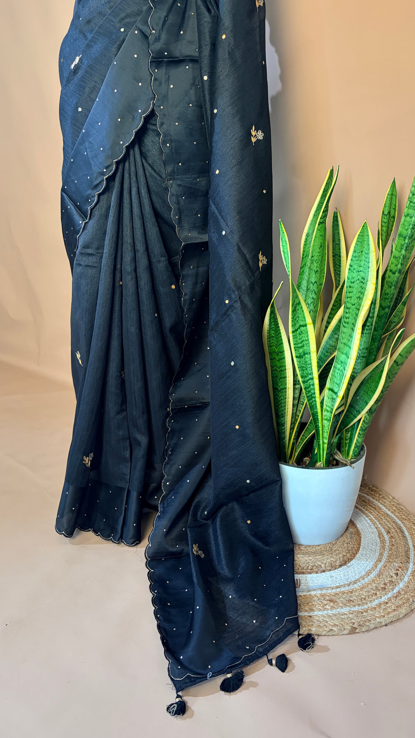 Semi Mukta saree (kl0019) black