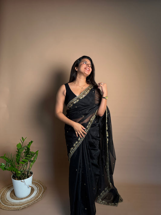 Organza Black Saree (KL001)