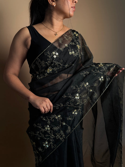 Organza Black Saree (KL002)