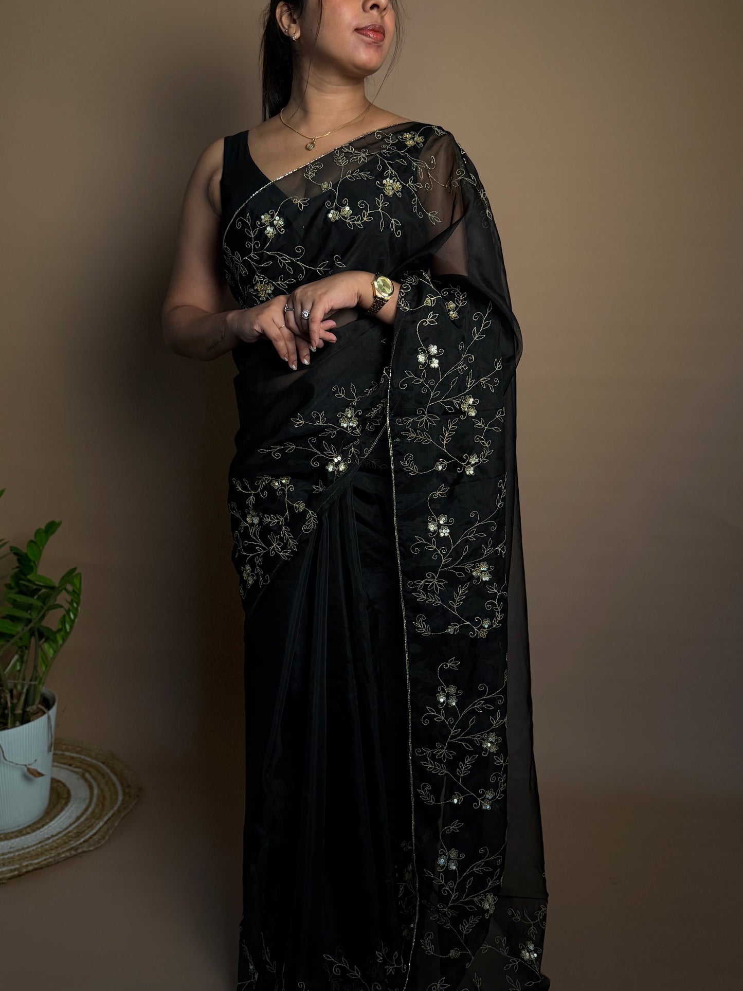 Organza Black Saree (KL002)