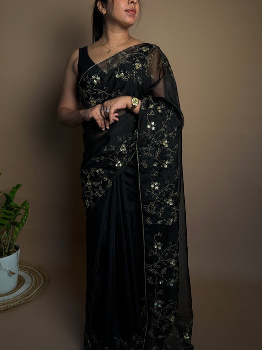 Organza Black Saree (KL002)