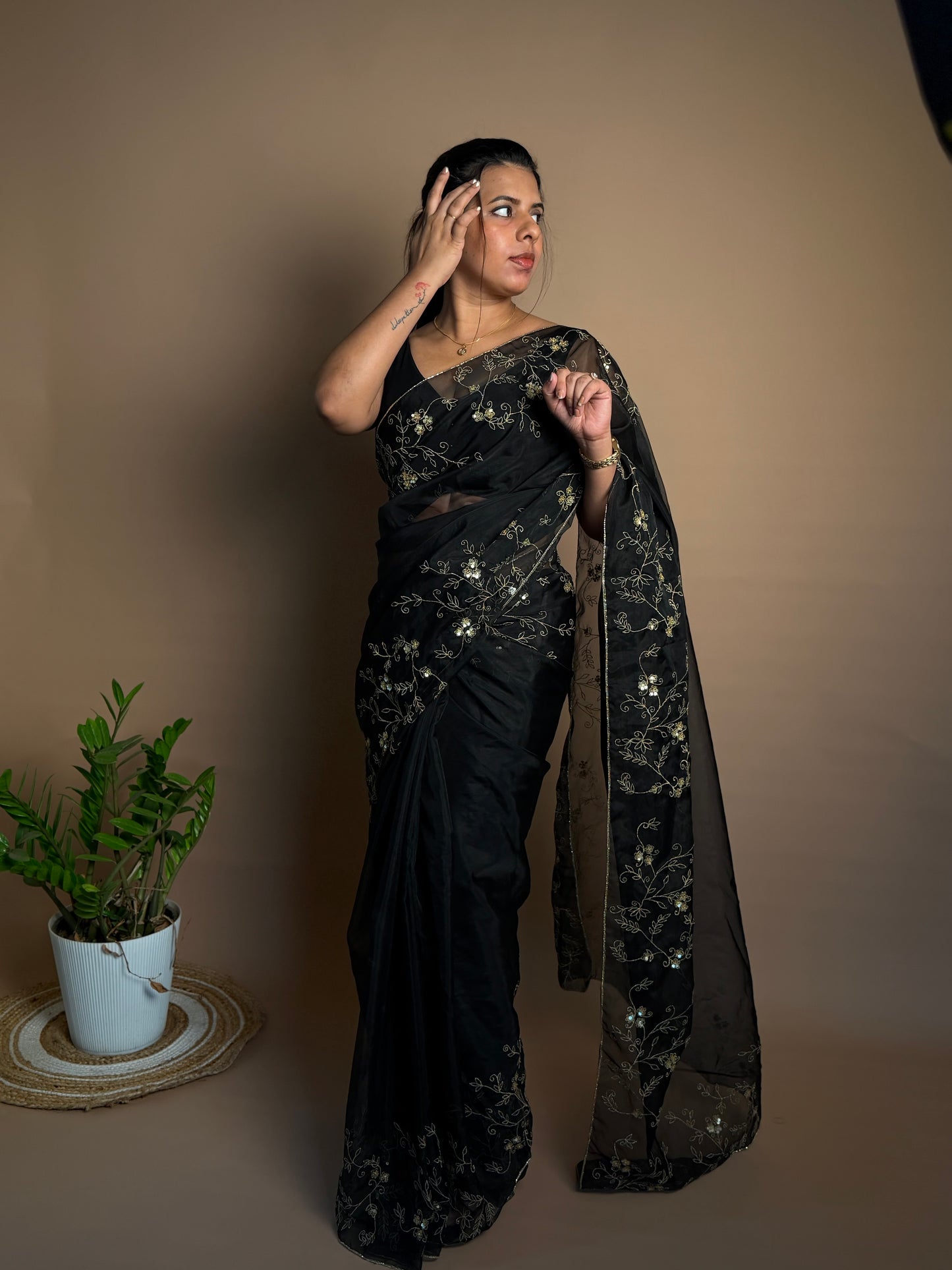 Organza Black Saree (KL002)