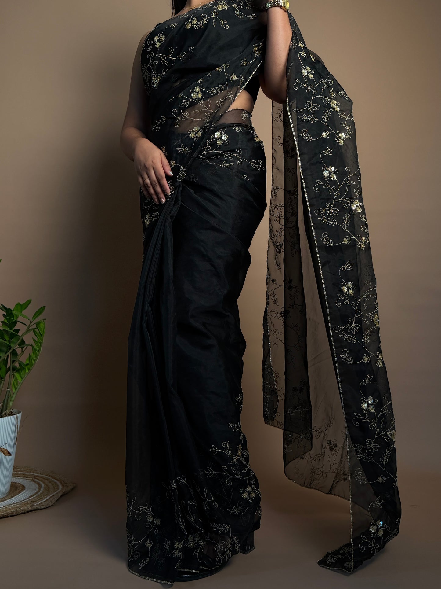 Organza Black Saree (KL002)