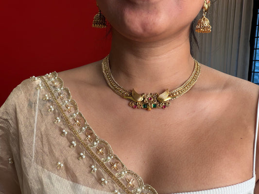 Screw-Finish Chidiya Antique necklace set(KLJ03)