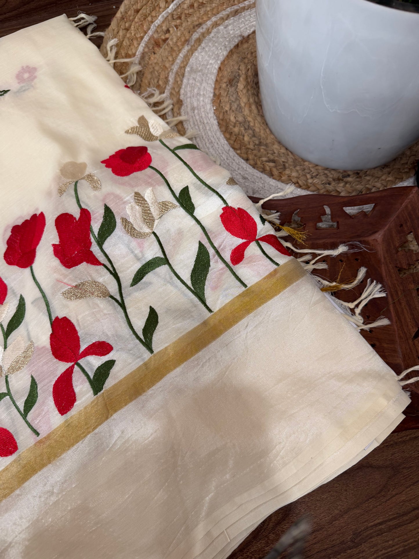 Semi silk embroidery saree (KL0033)