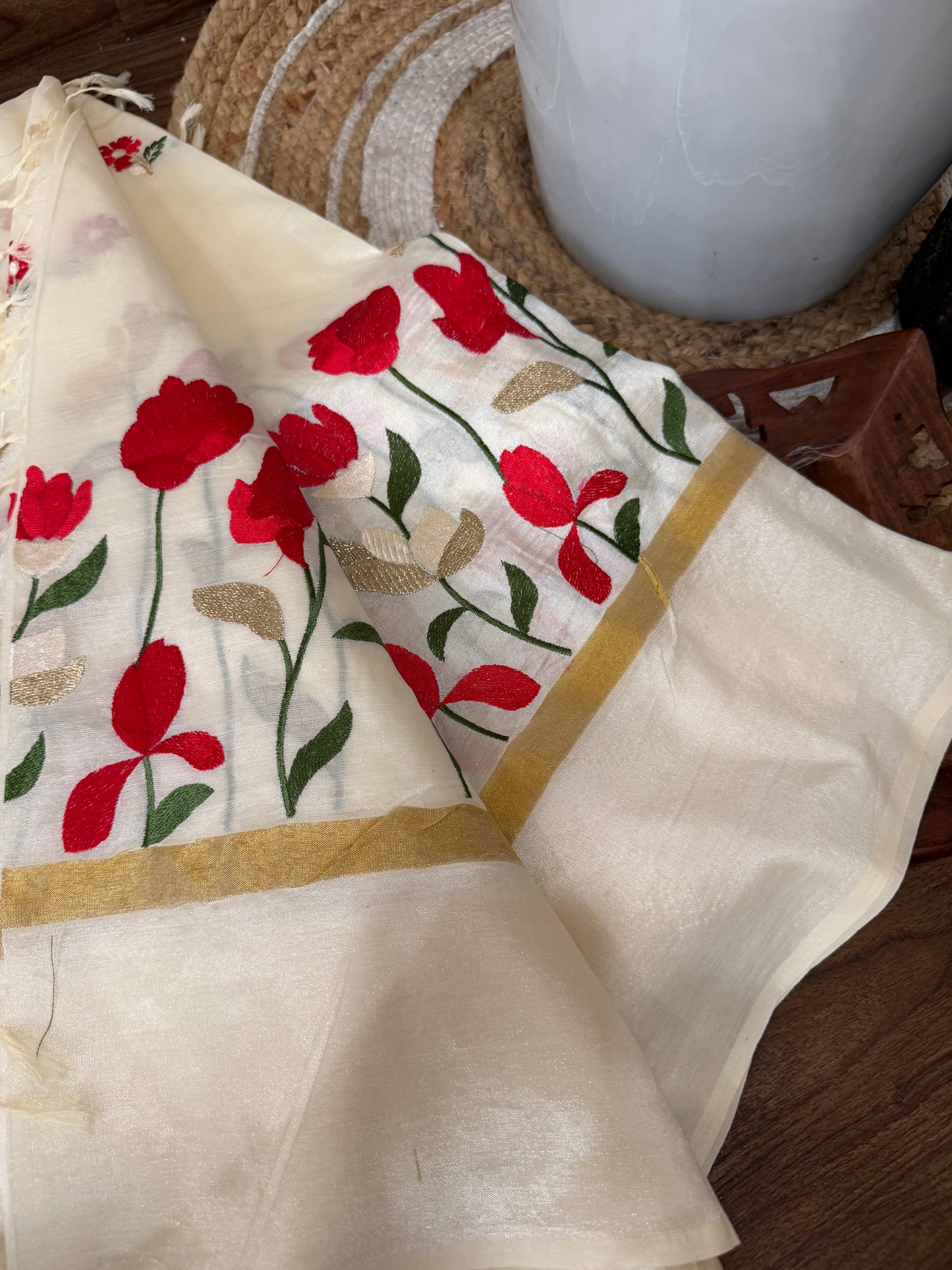 Semi silk embroidery saree (KL0033)