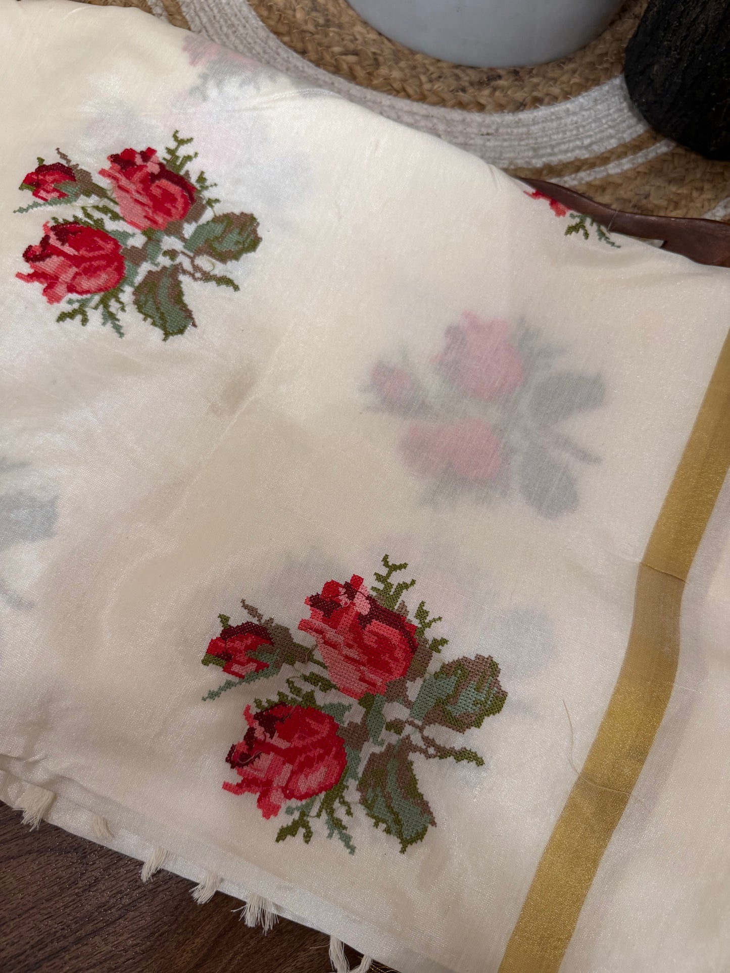 Semi silk embroidery saree KL0034