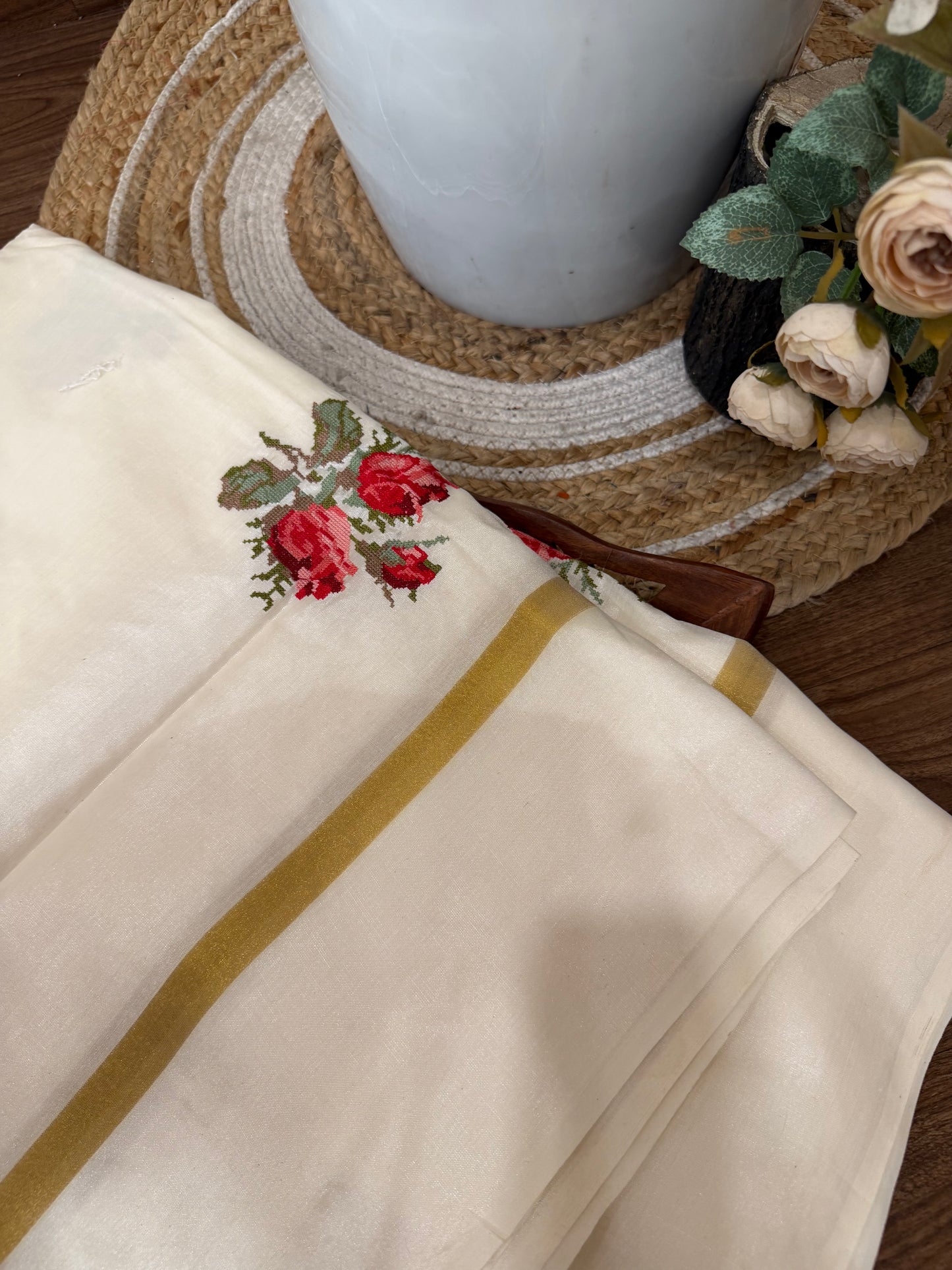 Semi silk embroidery saree KL0034