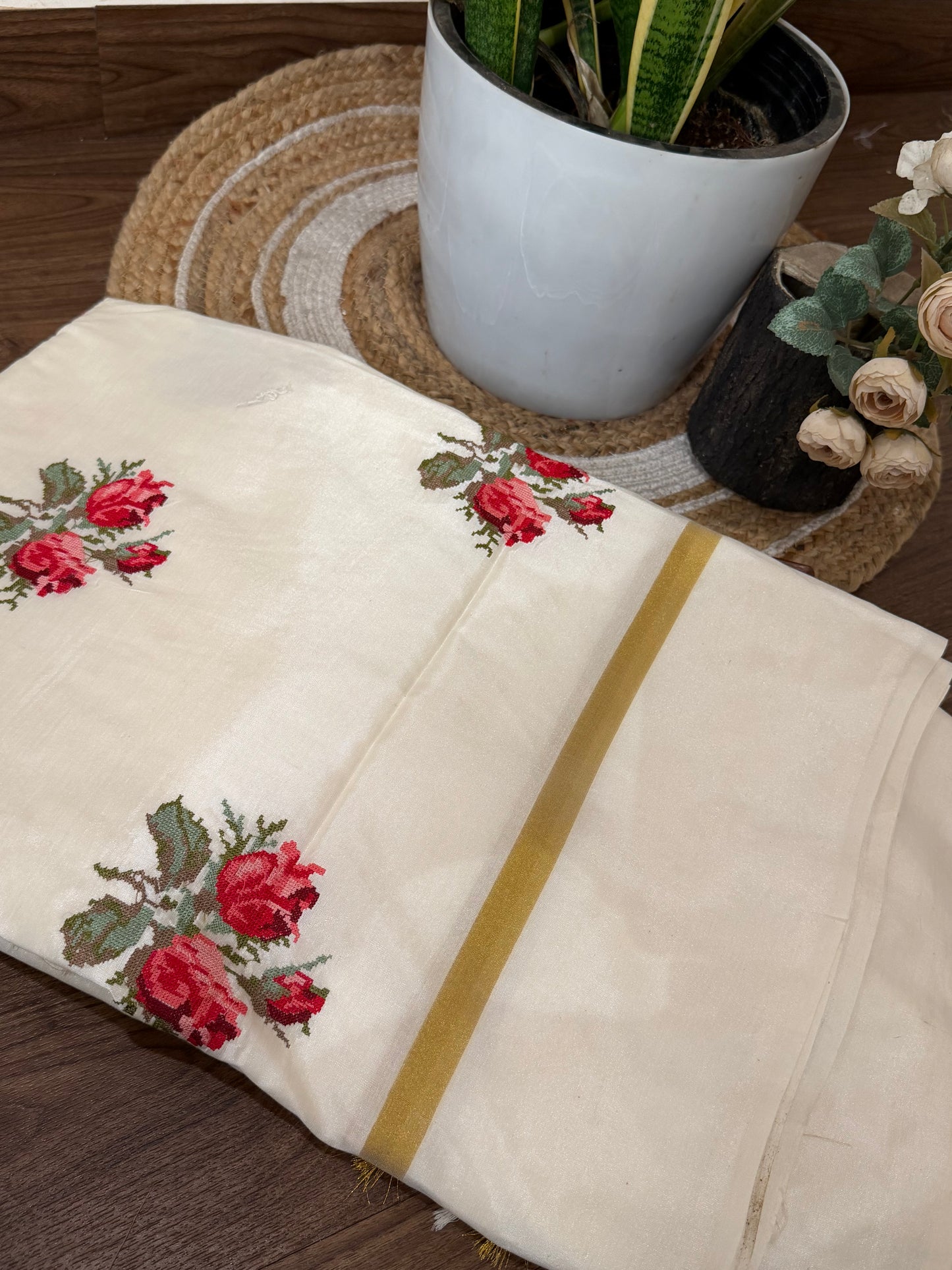 Semi silk embroidery saree KL0034
